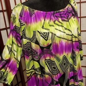 Purple and lime with black blouse-B110